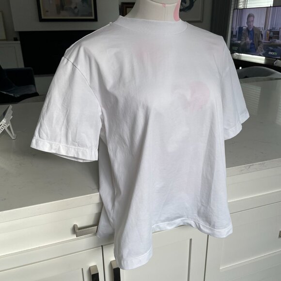 Uniqlo AIRism Unisex SS Crew Neck Boxy Cut Cotton Poly Blend Tee White Sz M - Picture 3 of 12